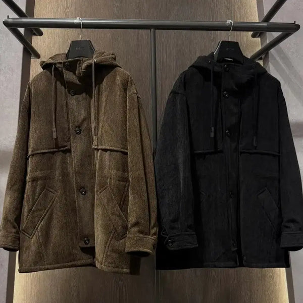 [BUNJANG] System Homme 25FW Corduroy String Hooded Zip-Up Padded Jumper / 시스템옴므 25fw 코듀로이 스트링 후드 집업 패딩 점퍼