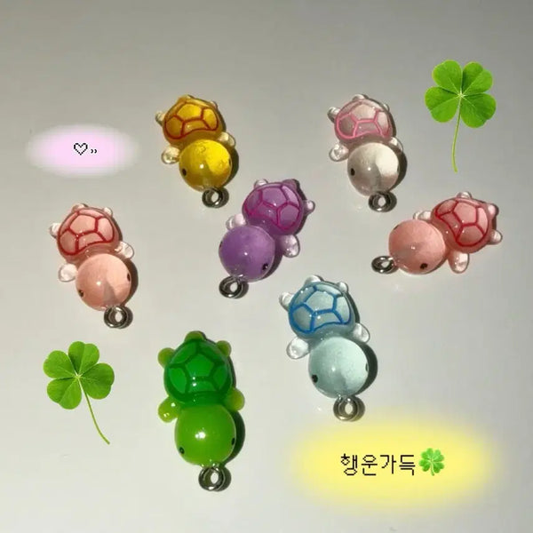 [BUNJANG] Lucky Turtle Charm Set / ((행운거북이 키링)) 클로버 행운 운세 비즈 키링 비즈키링