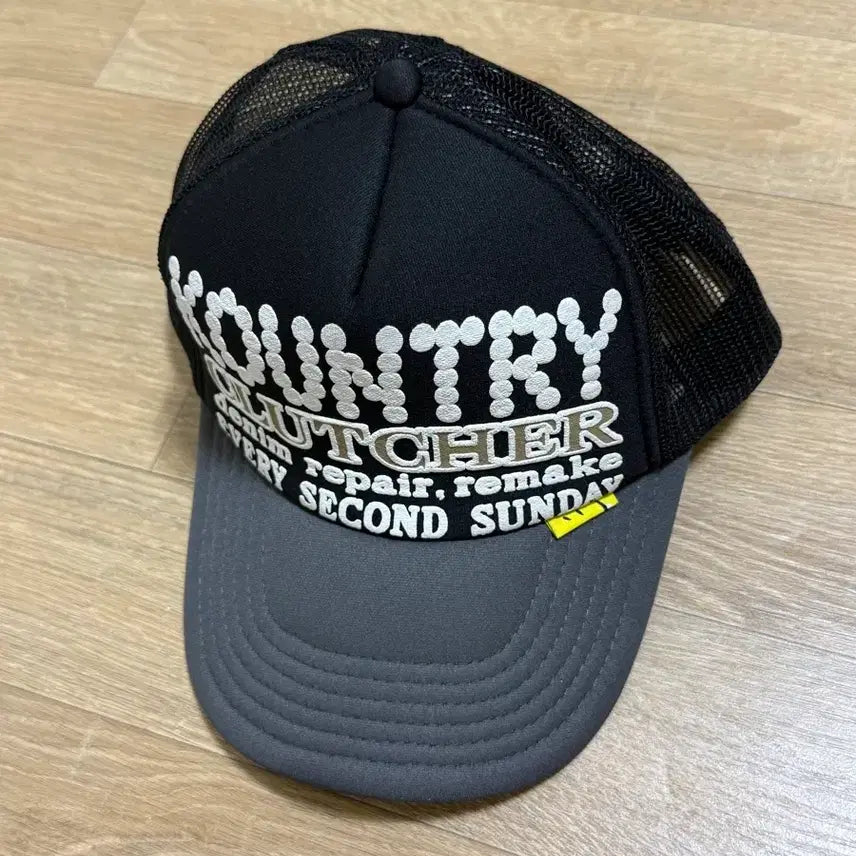 [BUNJANG] Capital Country Pearl Trucker Cap Black Grey / 캐피탈 컨트리 펄 트러쳐 트러커 캡 블랙 그레이