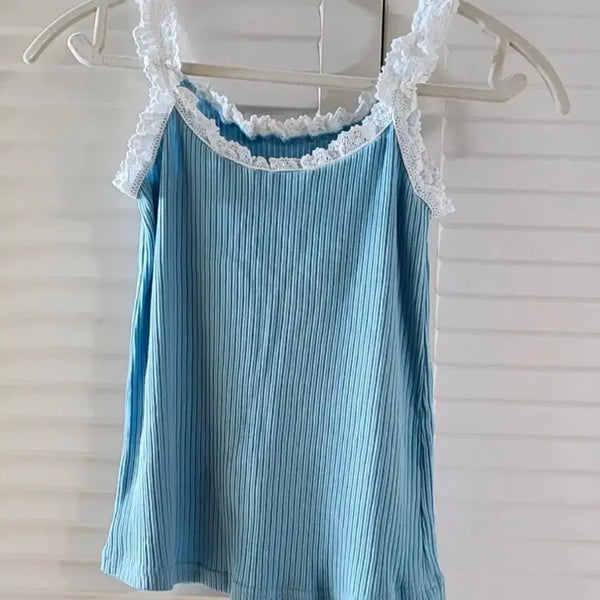 [BUNJANG] Sky Blue Lace Camisole / 하늘색 레이스 끈나시