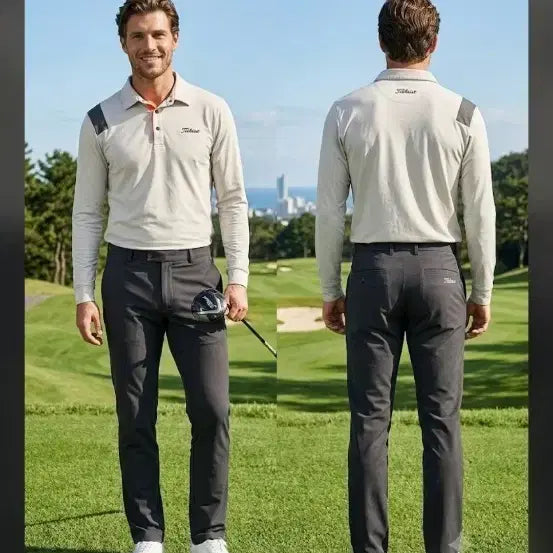 [BUNJANG] Titleist Golf Apparel Long Sleeve Polo Shirt Grey Size 95 / 타이틀리스트 골프웨어 긴팔 카라티 그레이 95