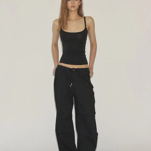 [BUNJANG] Letterand Cotton Parachute Pants (Black) / Letterand Cotton Parachute Pants (Black)