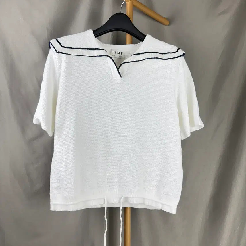 [BUNJANG] TIME Homme 23SS Linen Blend Sailor Short Sleeve Knit - FREE Size / FREE ) 23SS 한섬 타임 린넨혼방 세일러 반팔 니트