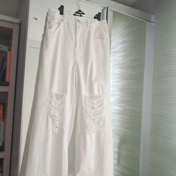 [BUNJANG] Egoist Duel Cut Damage White Wide Pants / 데미지 화이트 와이드 팬츠 에고이스트듀엘지컷