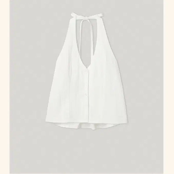 [BUNJANG] Smoothmood Prin Halter Neck Top Ivory / 새상품) 스무드무드 Prin Halter Neck Top Ivory