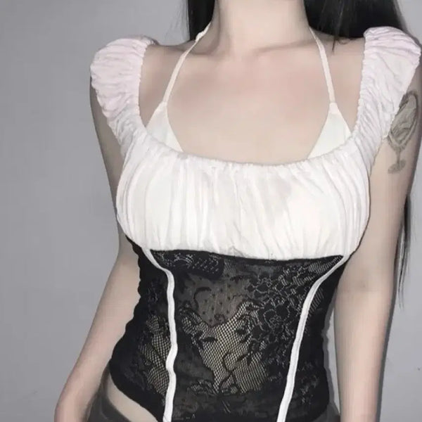 [BUNJANG] Lace Puff Sleeve Top / 레이스 퍼프 상의