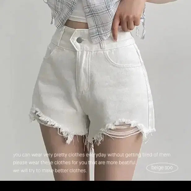 [BUNJANG] High-Waisted Cotton Short Pants / 하이웨스트 코튼 숏 팬츠 (새상품)