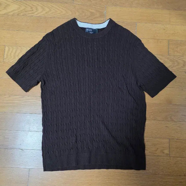 [BUNJANG] ZIOZIA Cable Knit Short Sleeve Shirt Brown / [100] 지오지아 케이블 니트 반팔 브라운