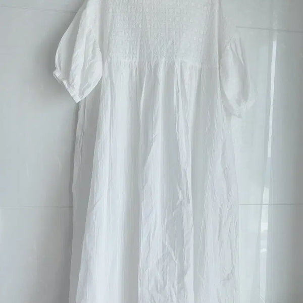 [BUNJANG] Samansamos2 White Embroidered Puff Sleeve Long Dress / Samansamos2 화이트 원피스