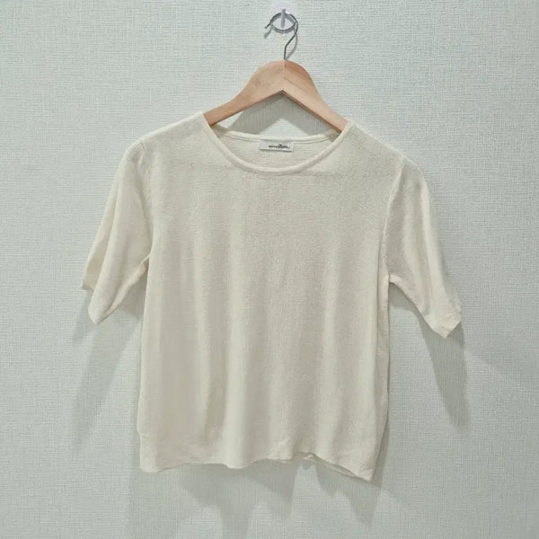 [BUNJANG] Roem Cream Short Sleeve Knit Top / [roem]로엠 크림색 반팔 니트