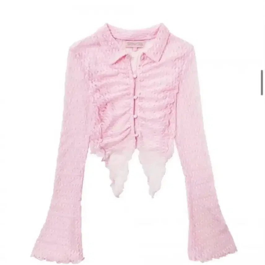 [BUNJANG] Expired Girl Pink Chiffon Frill Crop Top / 익스파이어드걸 핑크 쉬폰 프릴 크롭