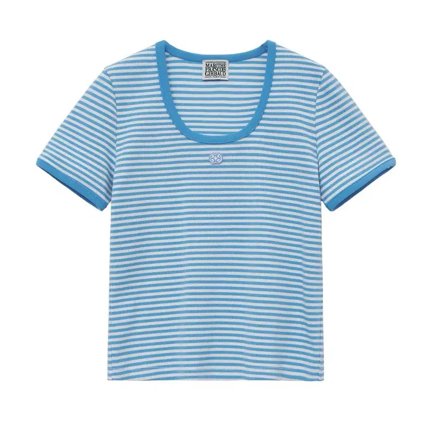 [BUNJANG] Marithe Francois W DEEP NECK RINGER TEE Light Blue T-Shirt / (새상품)마리떼 프랑소와 W DEEP NECK RINGER TEE 링거티셔츠 라이트블루