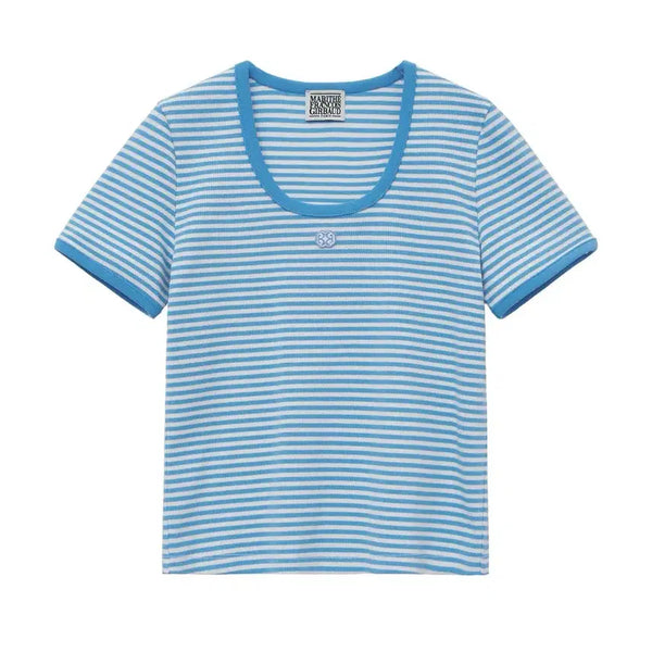 [BUNJANG] Marithe Francois W DEEP NECK RINGER TEE Light Blue T-Shirt / (새상품)마리떼 프랑소와 W DEEP NECK RINGER TEE 링거티셔츠 라이트블루