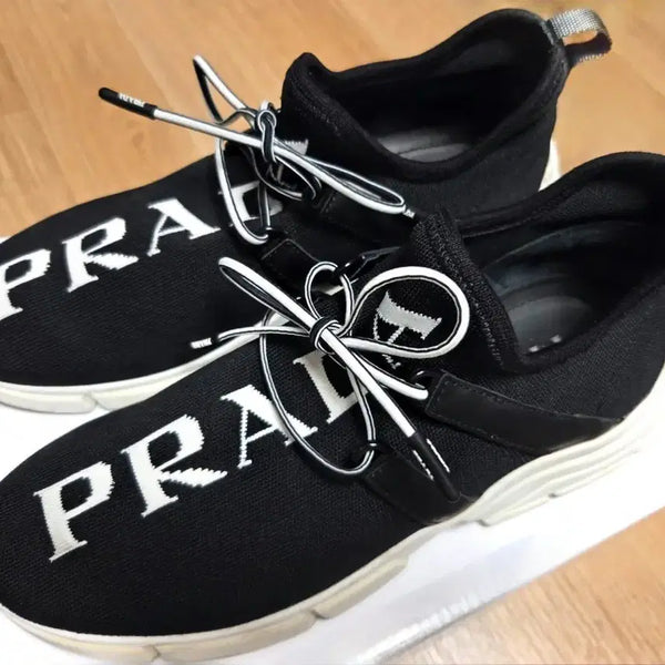 [BUNJANG] Prada XY Knit Sneakers Black White / 프라다 XY 니트 스니커즈 블랙 화이트