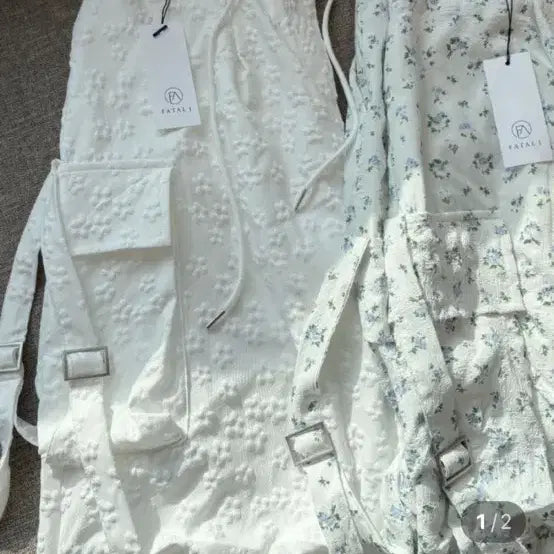 [BUNJANG] FatalJ Made Flower Buckle Cargo Pants / 파탈제이 메이드 플라워 버클 카고 팬츠 프리사이즈 화이트