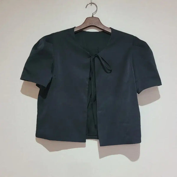 [BUNJANG] Black Puff Sleeve Ribbon Tie Jacket / 검정색 퍼프소매 리본끈 자켓 가격내림