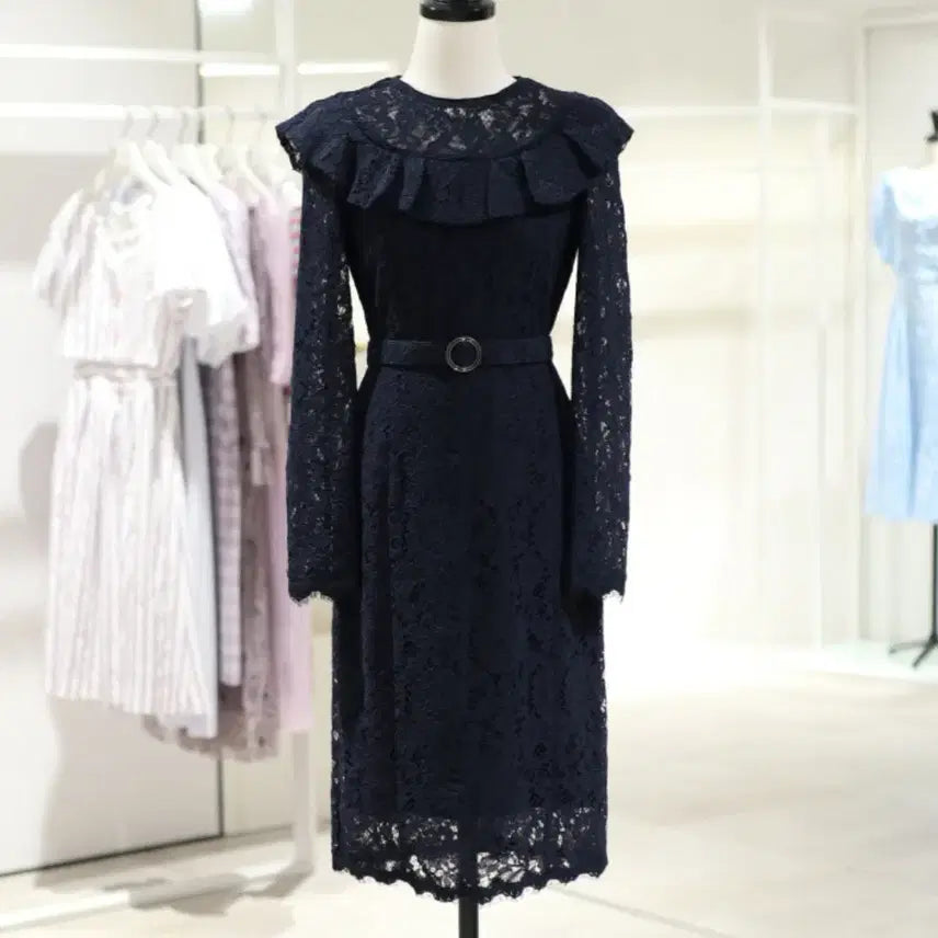 [BUNJANG] It Michaa Frill Lace Dress Navy Size 55 / 잇미샤(it michaa) 프릴 포인트 레이스원피스 55 새상품