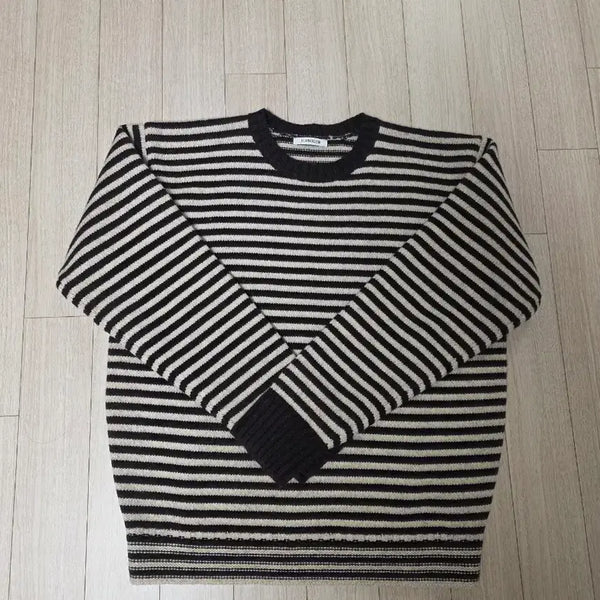 [BUNJANG] Blankroom Fisherman Stripe Knit Oat Brown / [새][1] 블랭크룸 스트라이프 니트 오트브라운