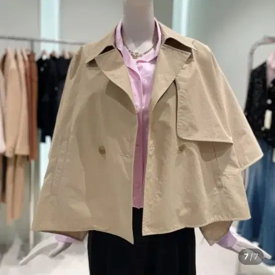 [BUNJANG] DEWL Double Half Trench Coat Beige 55 / 듀엘 케이프 더블 하프 트렌치코트 베이지55