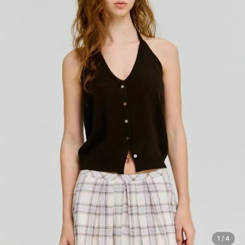 [BUNJANG] Depound Halterneck Sleeveless Top Brown / 드파운드 홀터넥 슬리브리스 브라운