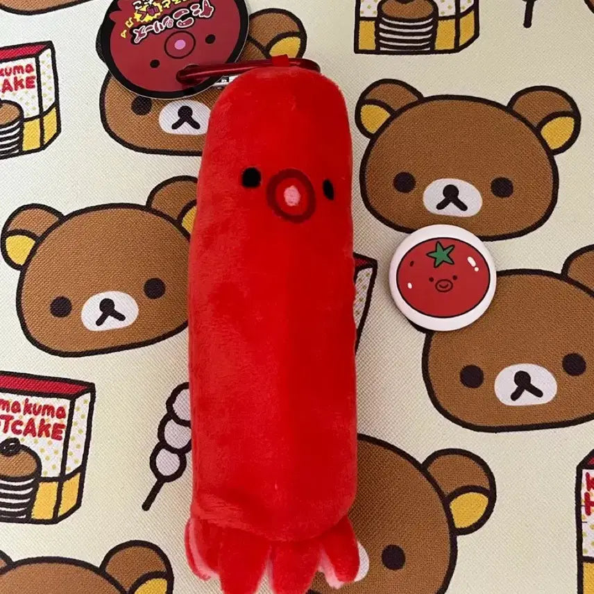 [BUNJANG] Octopus Sausage Keychain & Tomato Pin Badge Set / 타코문어소세지키링 토마토 핀뱃지 세트