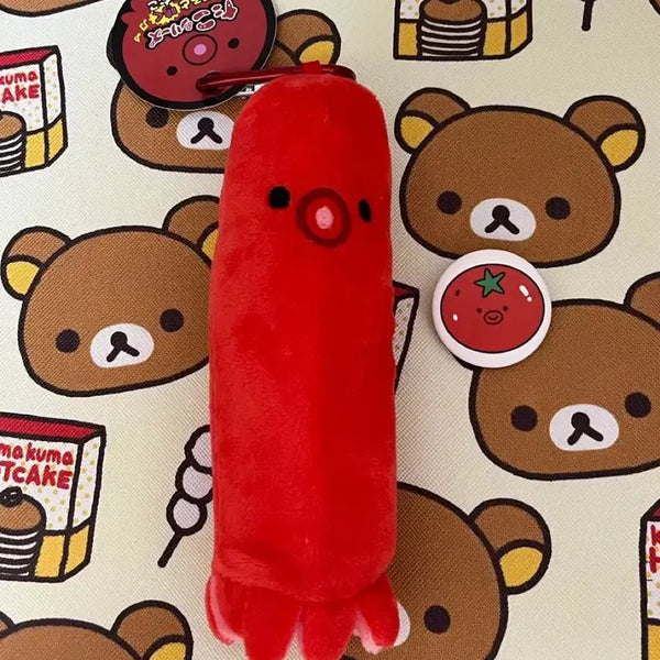 [BUNJANG] Octopus Sausage Keychain & Tomato Pin Badge Set / 타코문어소세지키링 토마토 핀뱃지 세트