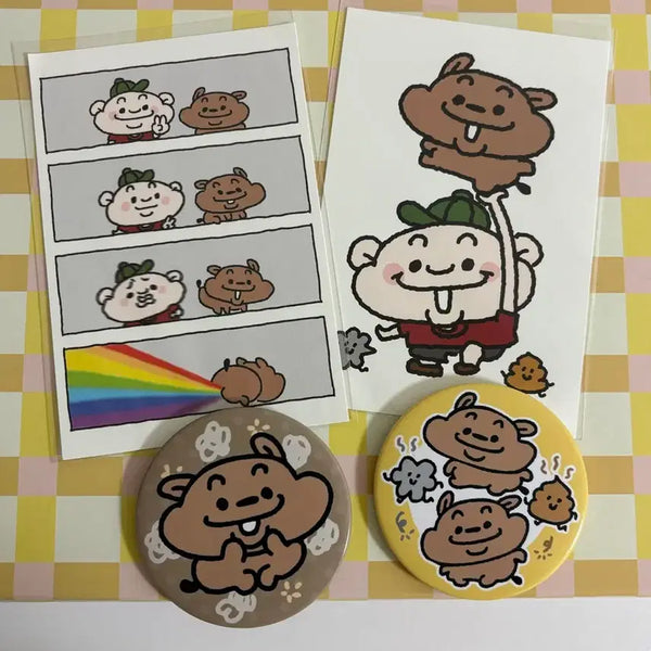 [BUNJANG] With My Captain Wang Bang Goo Jang Goon Bundle Set Badge & Postcard / 일괄/ 위드마이캡틴 왕방구장군 장군이 뱃지 엽서 양도