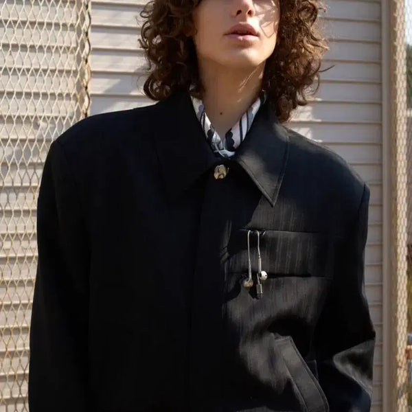 [BUNJANG] Waveness Tunneling Wool Crop Jacket Black / [2] 웨이비니스 터널링 울 크롭 자켓 블랙