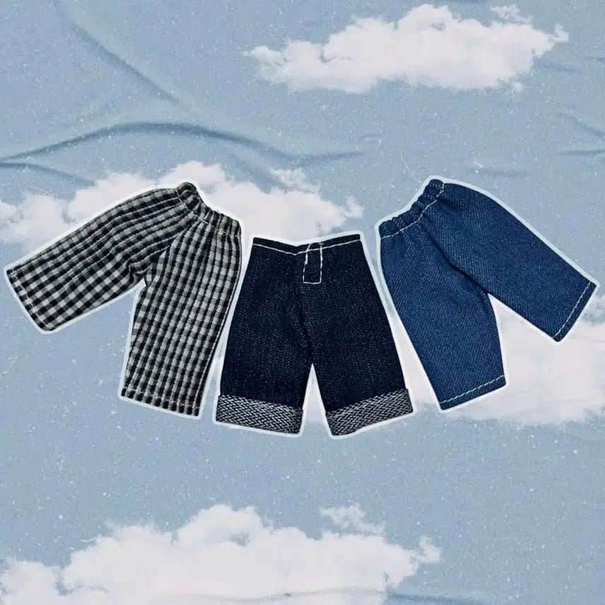 [BUNJANG] Check Denim Pants Jeans Doll Clothes / 인형체크데님팬츠 체크청바지인형옷 인형꾸미기