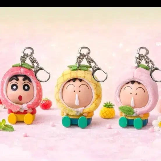 [BUNJANG] Crayon Shin-chan Fruit Charm Set / 짱구&맹구 과일 피규어 키링 3종