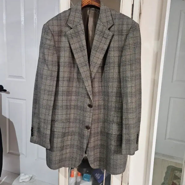 [BUNJANG] Wool Cashmere Check Pattern Single Jacket Size 100 / 체크 패턴 싱글 자켓100