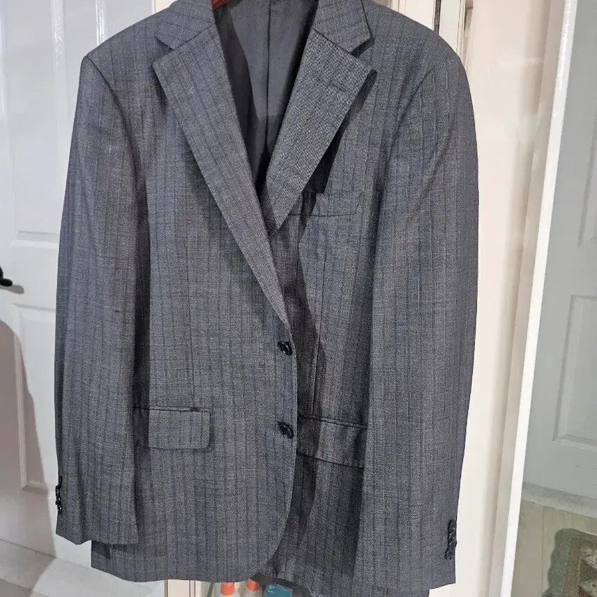 [BUNJANG] 100% Wool Men's Pinstripe Suit Jacket / 울100 남성 정장 재킷 스트라이프 핀턱