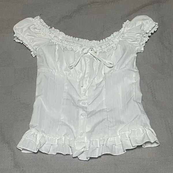 [BUNJANG] White Puff Blouse / 화이트 퍼프 블라우스