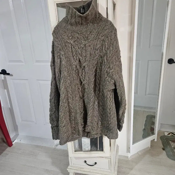[BUNJANG] Handmade 100% Wool Cable Knit Turtleneck Sweater / 핸드메이드 모100 케이블 니트 터틀넥 스웨터