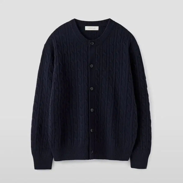 [BUNJANG] Union Blue Cable Wool Crop Cardigan Navy M / 유니온블루 케이블 울 크롭 가디건 네이비 M사이즈