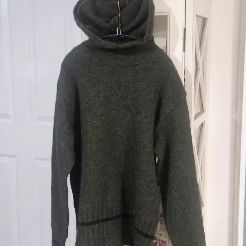 [BUNJANG] Hooded Knit Sweater Khaki / 후드 니트 스웨터 카키색