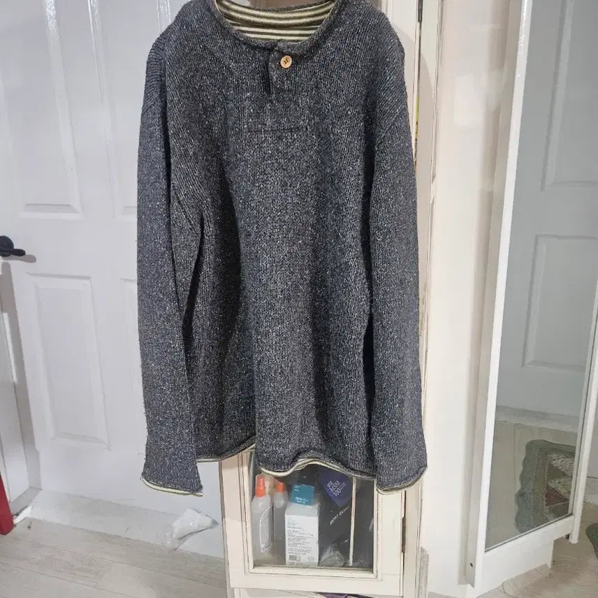 [BUNJANG] Men's Knit Sweater - Grey Melange / 남성 니트 스웨터 그레이 멜란지