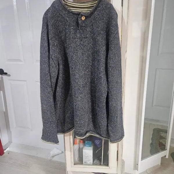 [BUNJANG] Men's Knit Sweater - Grey Melange / 남성 니트 스웨터 그레이 멜란지