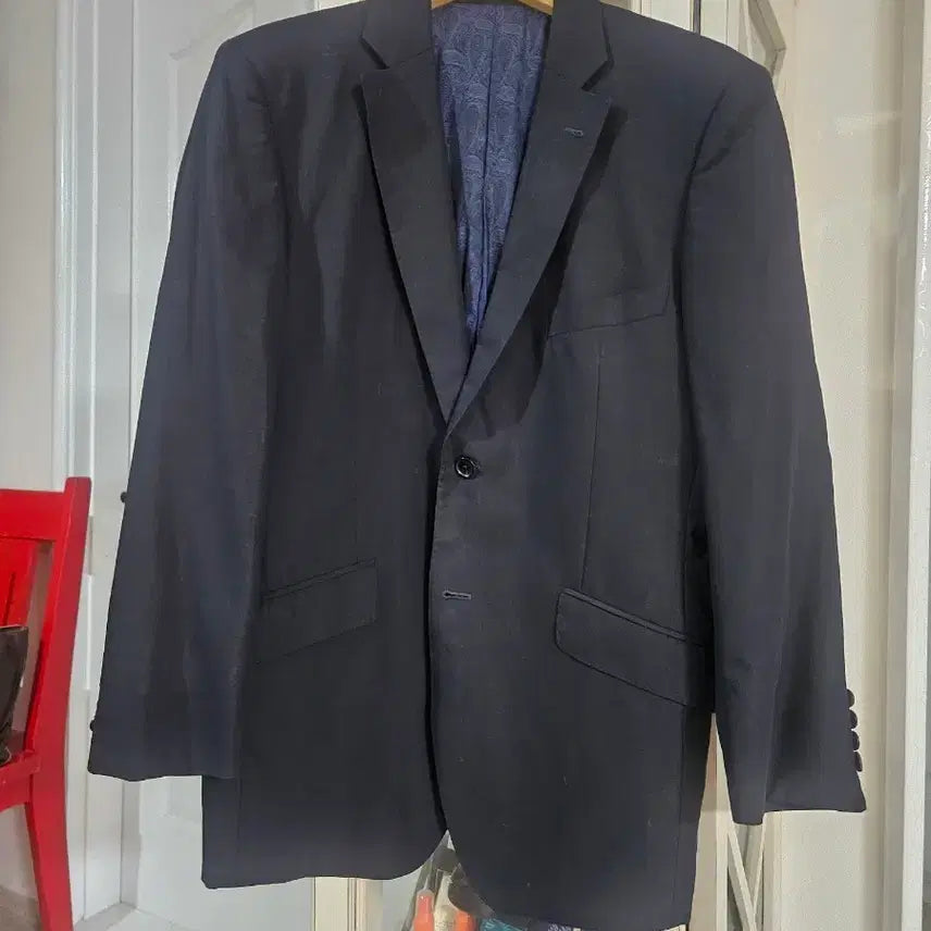 [BUNJANG] Dunhill Wool 100% Navy Suit Jacket with Patterned Lining / 던힐 모100 정장 자켓 네이비색 안감 패턴