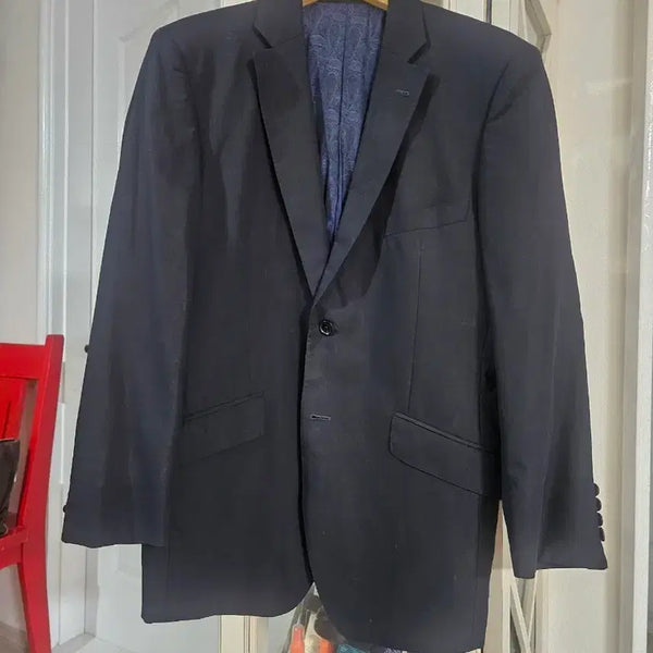 [BUNJANG] Dunhill Wool 100% Navy Suit Jacket with Patterned Lining / 던힐 모100 정장 자켓 네이비색 안감 패턴