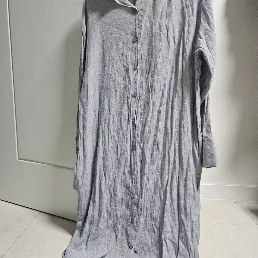 [BUNJANG] Gray Long Shirt Dress / 그레이 셔츠 원피스