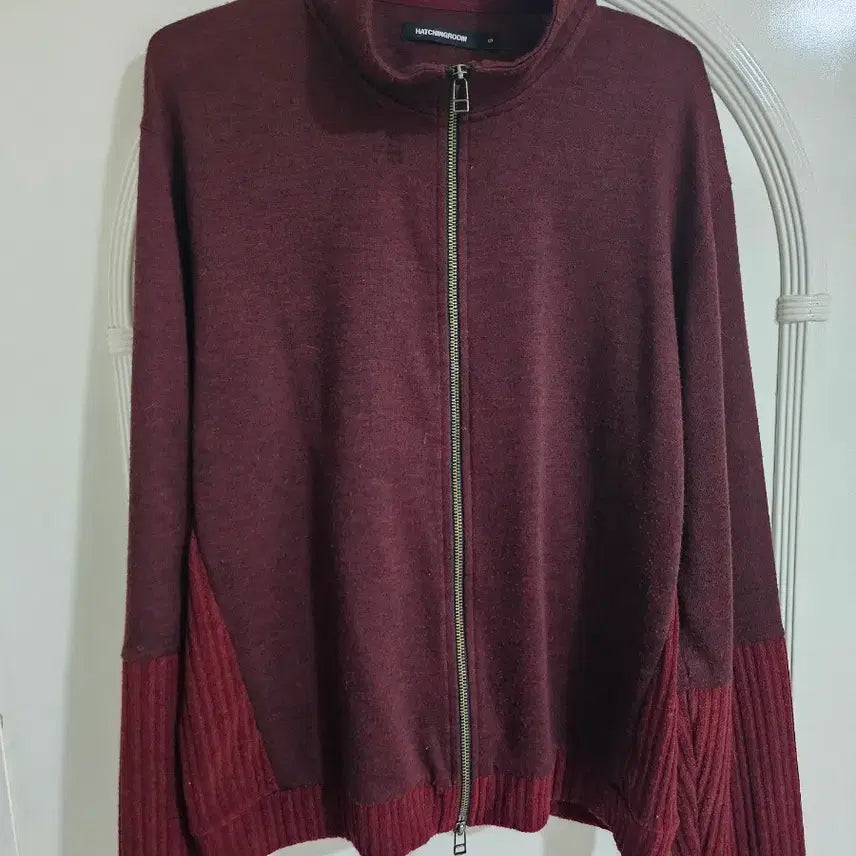 [BUNJANG] HAECHING ROOM Zip-Up Cardigan Burgundy / 해칭룸 집업 가디건 버건디