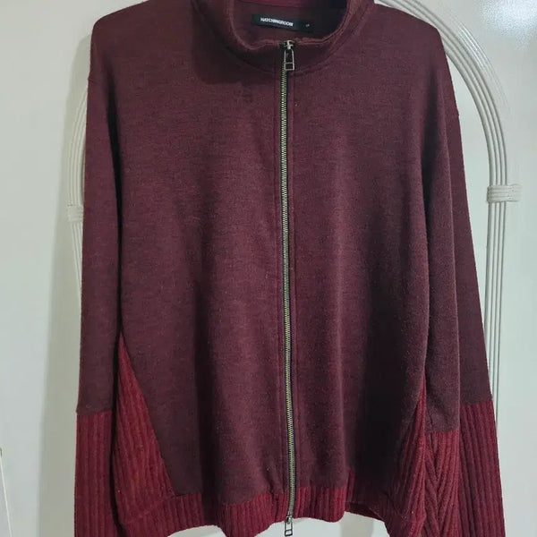 [BUNJANG] HAECHING ROOM Zip-Up Cardigan Burgundy / 해칭룸 집업 가디건 버건디