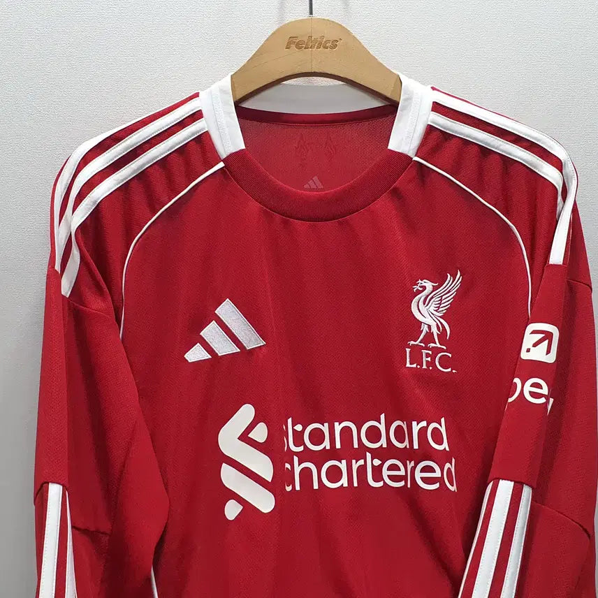 [BUNJANG] Liverpool Home Long Sleeve Jersey 2025-2026 Size 100 / 25 26 리버풀 홈 긴팔 유니폼 100사이즈 (가로55 세로74)