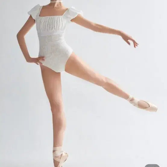 [BUNJANG] Jenny Ballet Josephine Leotard White M / 제니발레 조제핀 레오타드