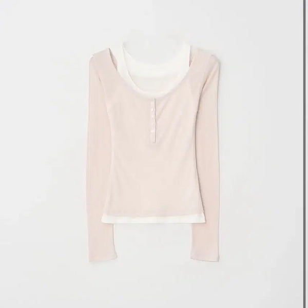 [BUNJANG] Leeds Baby Button Layered T-Shirt / leeds 베이비 버튼 레이어드티