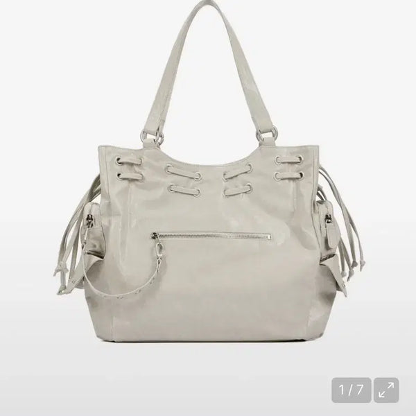 [BUNJANG] Dainnit New Stud String Big Bag Ash Beige / 다이닛 뉴 스터드 스트링 빅 백 애쉬베이지