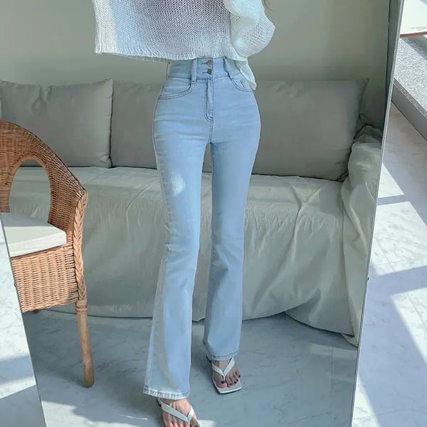 [BUNJANG] Light Wash High-Waisted Bootcut Denim Jeans / 연청 하이웨스트 부츠컷 데님