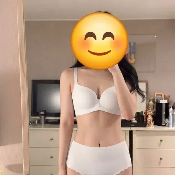 [BUNJANG] Women's White Lace Detail Underwear Set / 화이트 여성 속옷 세트