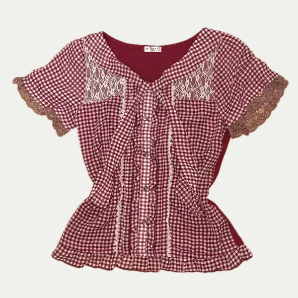 [BUNJANG] axes femme Checked Short-Sleeved Top / 빈티지 엑시즈팜 체크 반팔 상의 axes femme